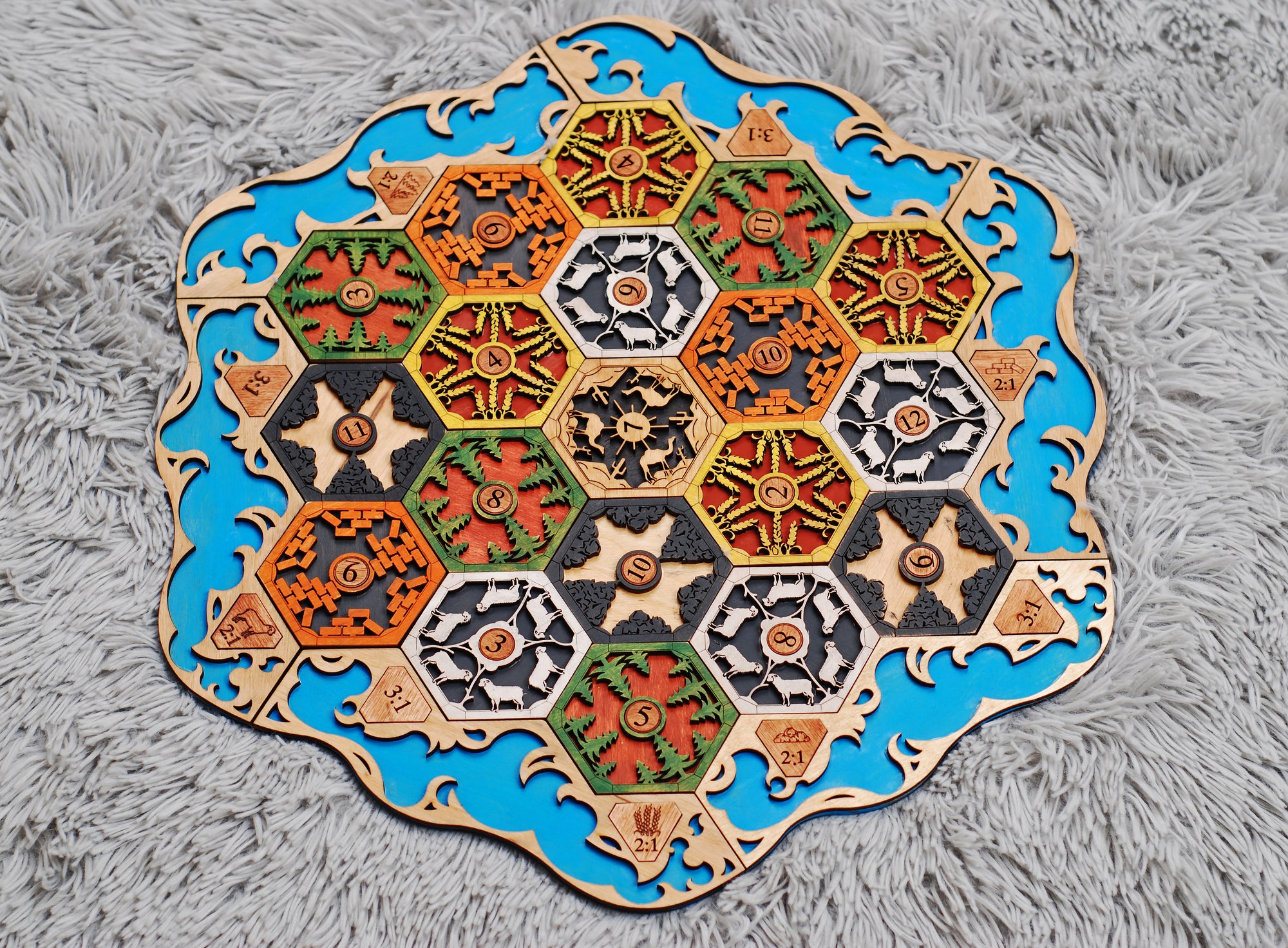 Wooden game board Settlers of Catan /  2-4 Player Custom Settlers Board