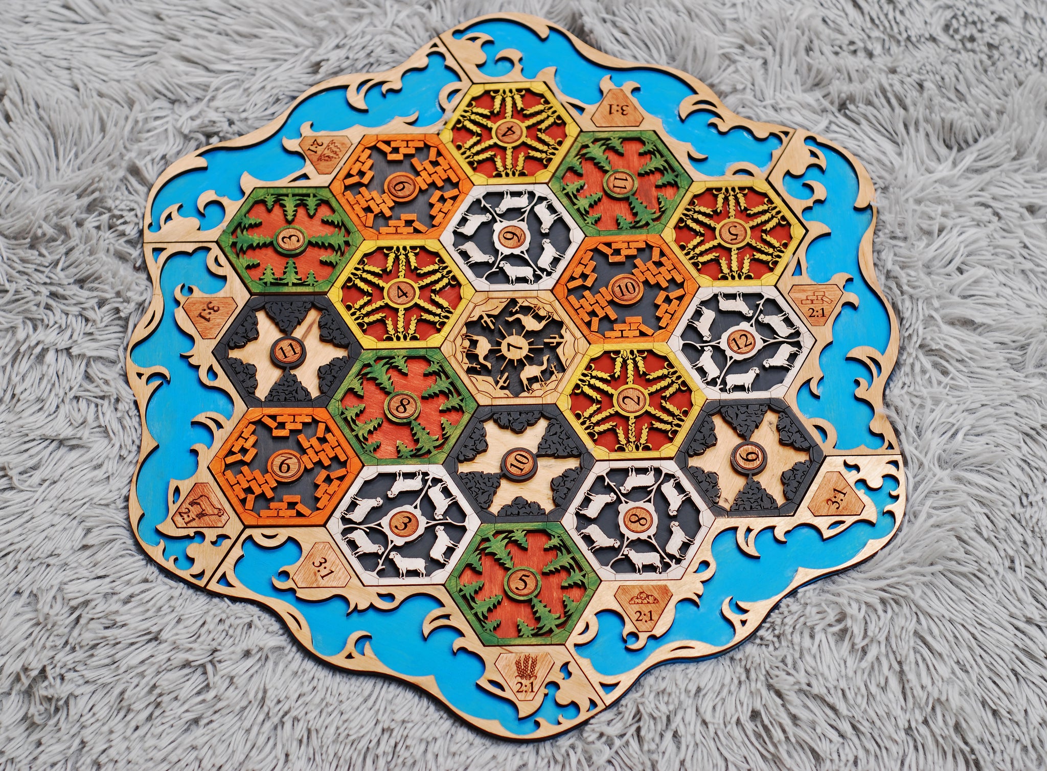 Wooden game board Settlers of Catan /  2-4 Player Custom Settlers Board