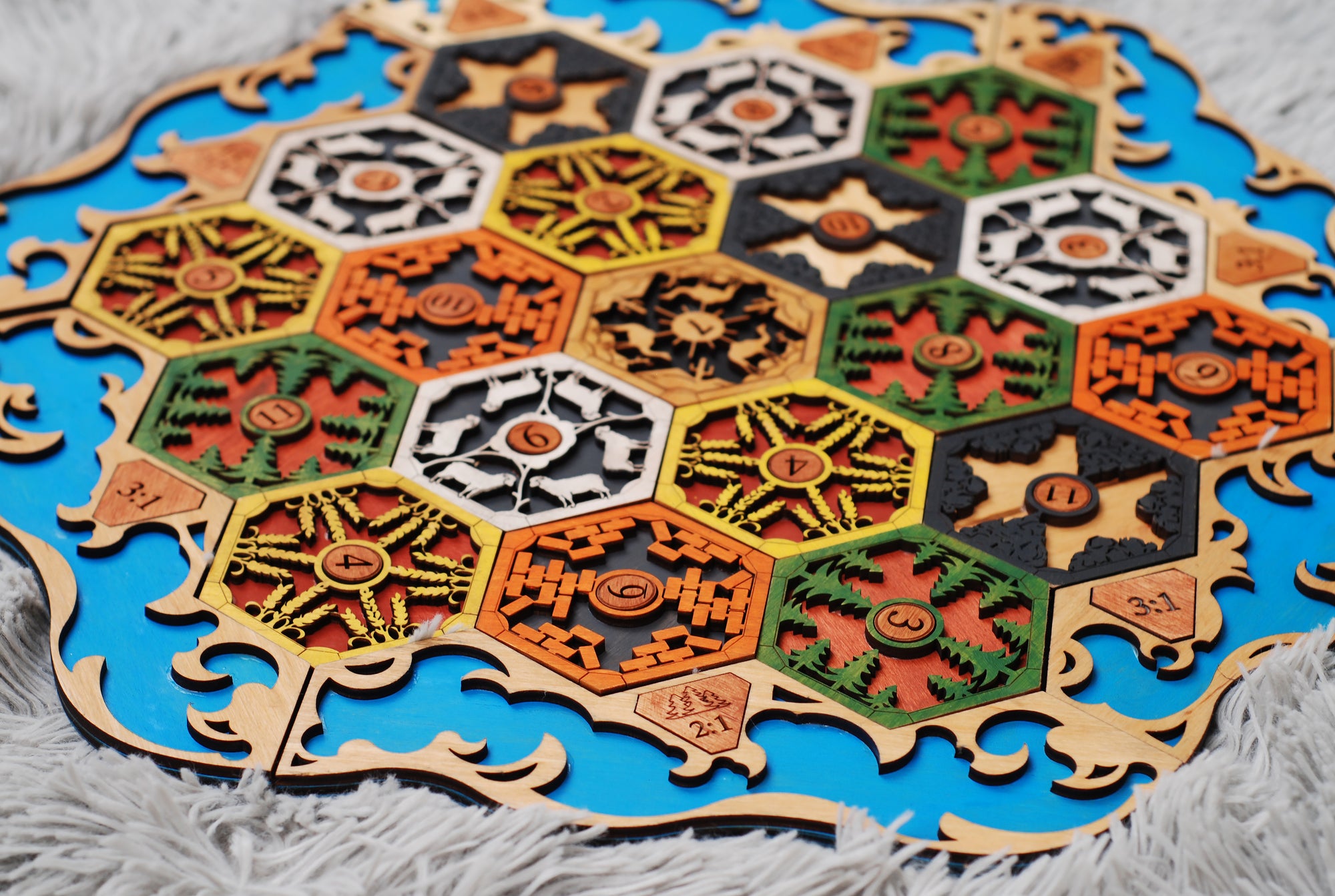 Wooden game board Settlers of Catan /  2-4 Player Custom Settlers Board