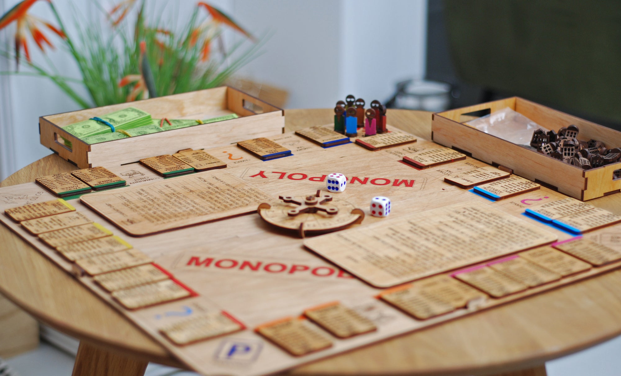 Handcrafted board game Monopoly / Monopoly board game /  Wooden Monopoly