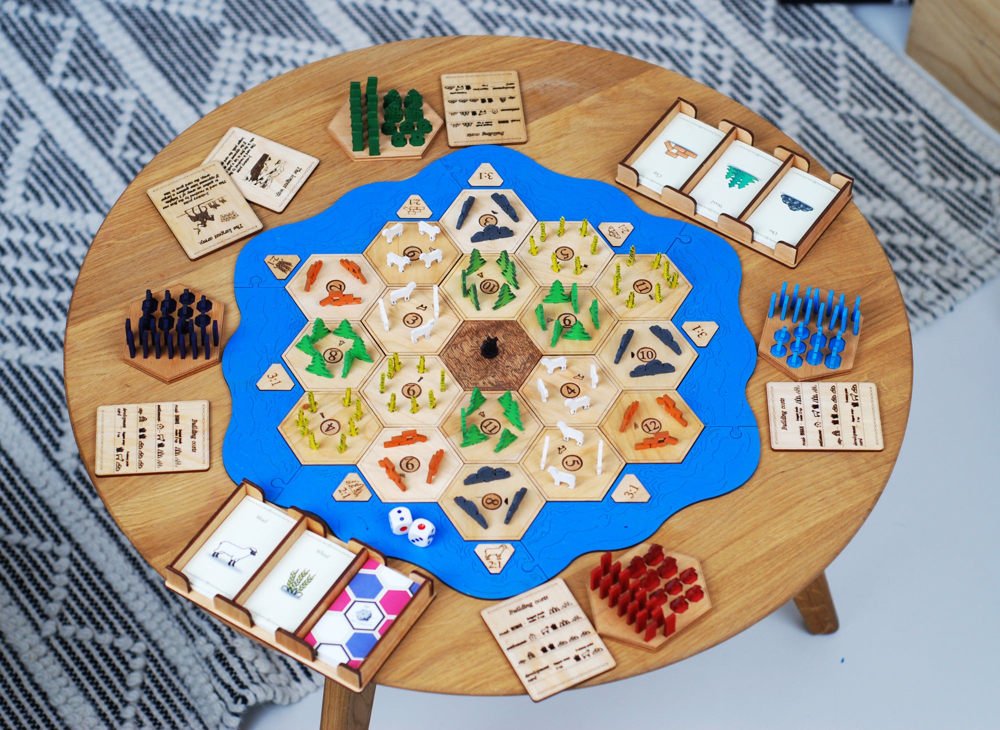 Handcrafted Board Game Settlers of Catan / Wooden Catan board / Settlers of Catan wooden set