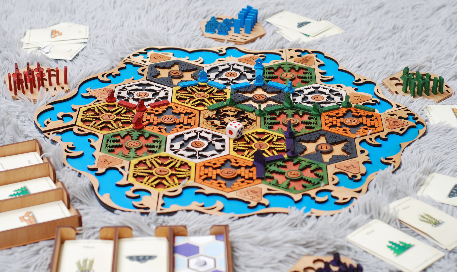 2-4 Player Custom Settlers Board  Game / CATAN  game  / Wooden board game