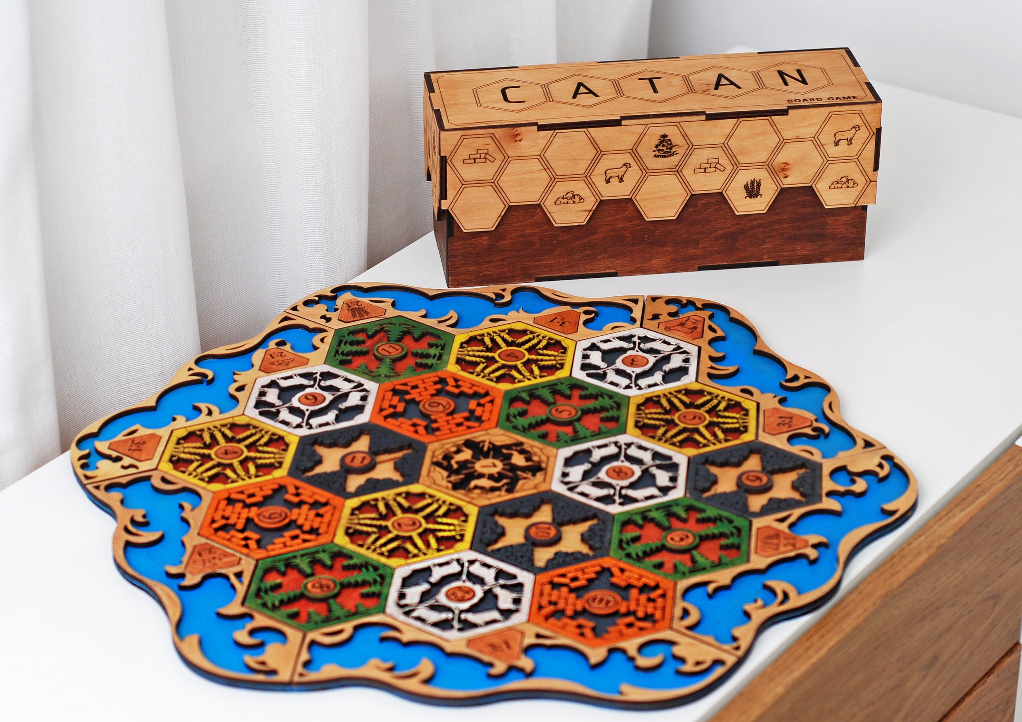 Wooden game board Settlers of Catan /  2-4 Player Custom Settlers Board