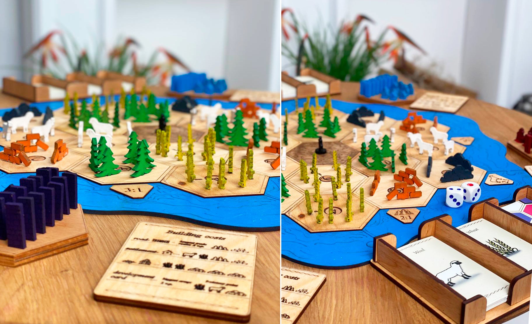 Handcrafted Board Game Settlers of Catan / Wooden Catan board / Settlers of Catan wooden set