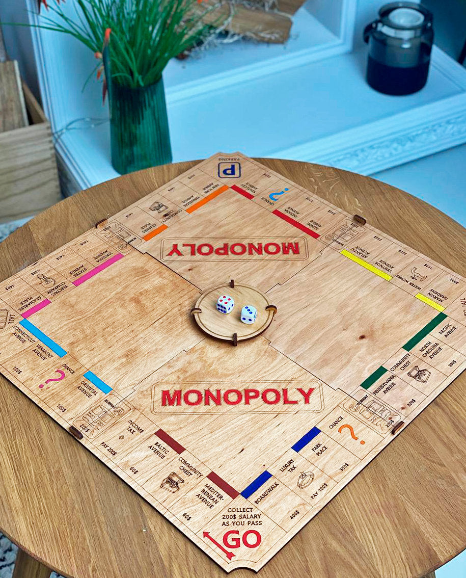 Wooden game board for Monopoly / Game board Monopoly