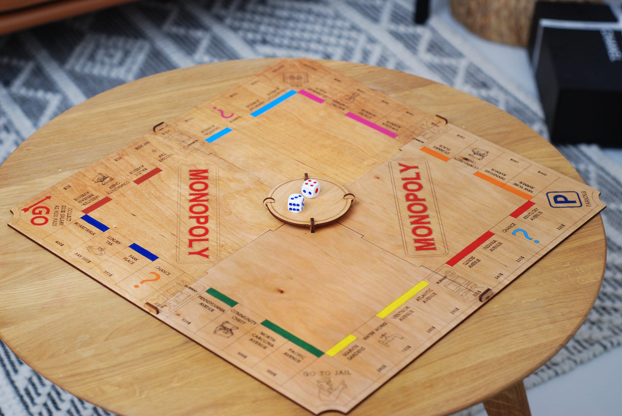 Wooden game board for Monopoly / Game board Monopoly