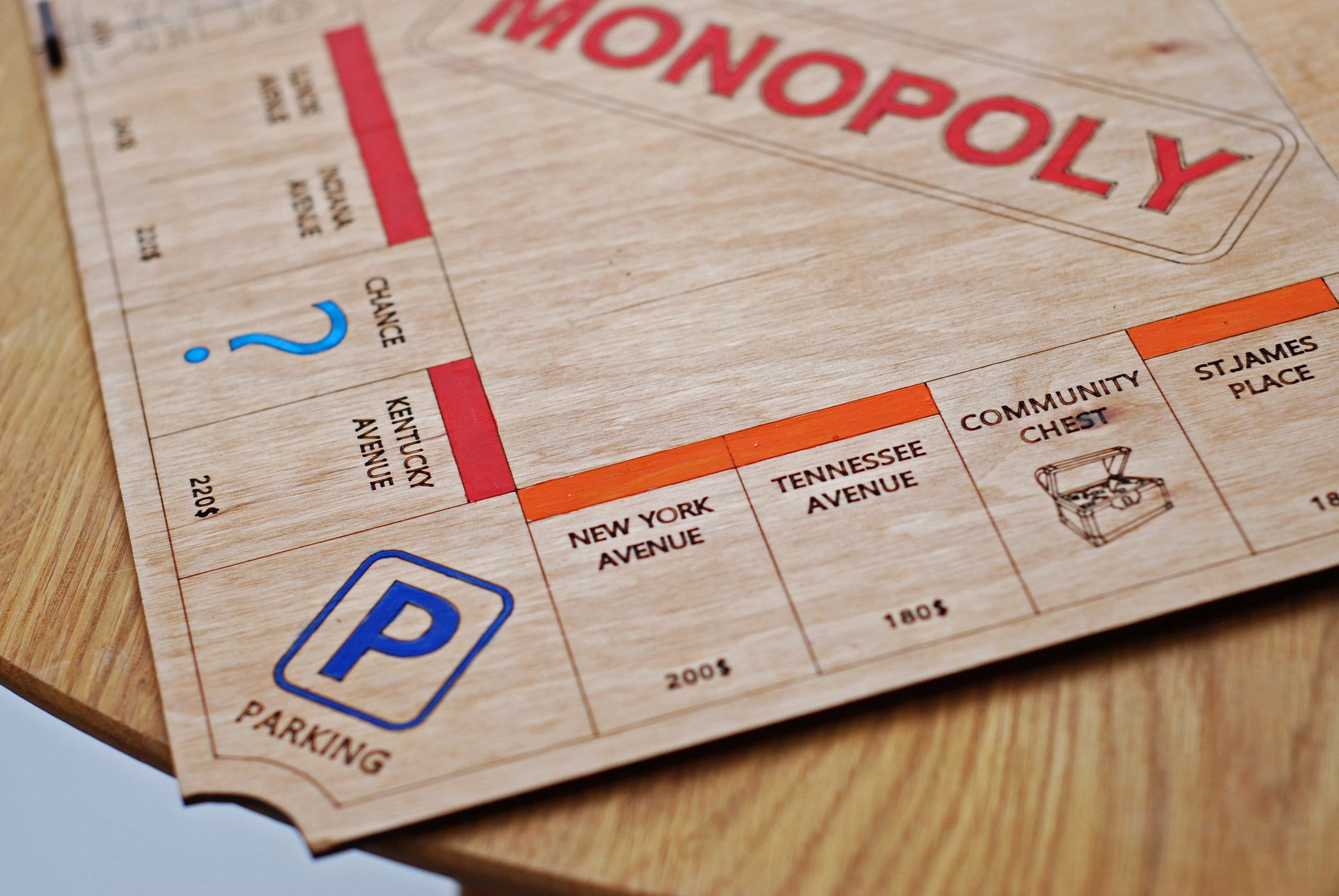 Wooden game board for Monopoly / Game board Monopoly